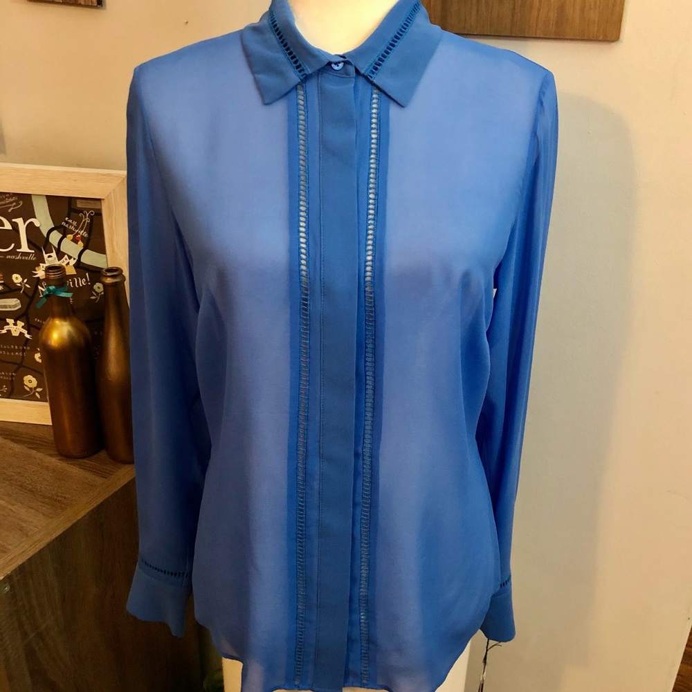 Etcetera Cobalt Blue Long Sleeve Button Front Blouse - Size 6